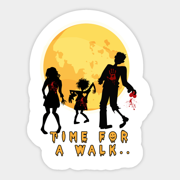 Zombie Walk T Shirt, Zombie Walk Shirt, Halloween T Shirt, Halloween Shirt, Time for a Walk T-Shirt Sticker by LetsBeginDesigns